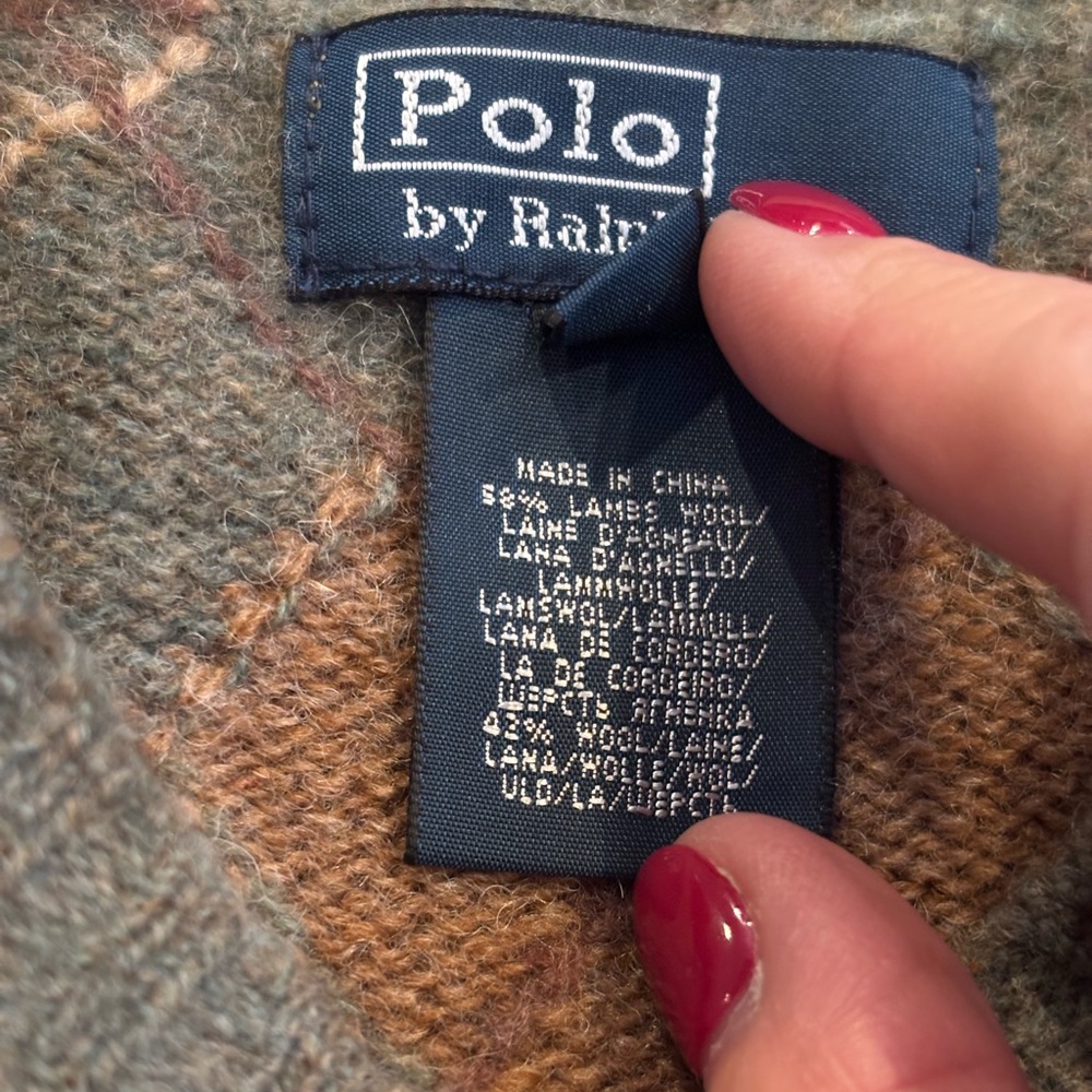 ✨POLO RALPH LAUREN V-Neck Argyle Sweater - Green, Purple, Brown - Picture 7 of 9